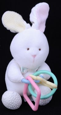 Carters Prestige White Bunny Rabbit with Rings Rattle Plush